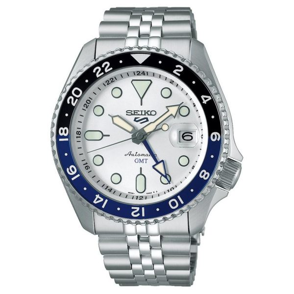 Seiko 5 sports skx gmt sky blue silver cloud 425mm automatic watch ssk033k1 425 mm white dial
